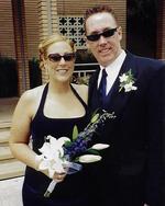 Steve and Stephanie, brother and sister, looking calm and cool on Steve's wedding day.