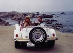Greg and I cruising around 17-mile drive in our rented 1929 Mercedes.