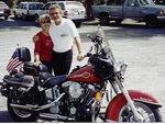 Chuck and Pat on their Harley.