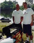 Chuck and Mac making the "All American" camping breakfast.