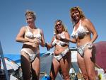 Jean, Anne and Cherie in our shaving cream bikinis!