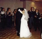 The first dance, with everyone blowing bubbles around them.