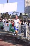 Justin crosses the finish line in a full sprint!