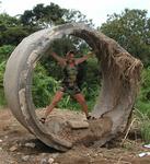 Here I am playing around in the cement-circle-thing off the side of the road.