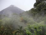 The volcano in the mist.