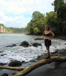 After a long difficult sail, Cherie is finally dry and warm, taking in the spectacular views of a beach near Quepos.