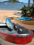 The island of Taboga is full of color, from the flowers to the canoes.