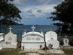 Too bad they can't enjoy the view!  The dead always get prime real estate since they are going to be there until the end of time.  (A cemetary on Taboga Island which according to locals dates back to the 16th century.)