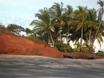 The brick red earth exposed by the tides which often rise and fall twenty feet a day.