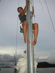 Greg, on his way up the mast for the first time!