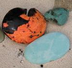 The blue rocks of Isla Contadora.  (Orange thing, unidentified.)