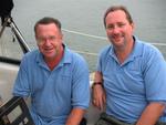 Rennie and Nick wearing their Scirocco crew shirts.