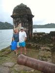 Rennie and Anne with Scirocco anchored in the background.