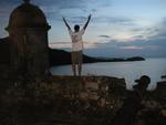 Greg throws his hands up!  We have finally arrived in the Caribbean.