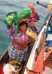 The colorful Kuna women displaying their hand-sewn "molas".  The "molas" are the Kuna Yala's primary source of income.  