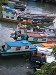 Colorful fishing boats in Panama City. 