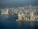 An aerial view of Panama City, taken on our flight back to the San Blas Islands.