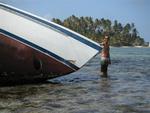 Greg by the ship wreck.  