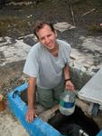 Greg at the well at Porvenir replenishing our water supply.  We carried 100 gallons of water from this well in little 2.5 gallon containers.