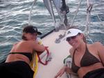 Rachel and Michelle in charge of the foredeck.