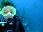 Cherie and a school of tarpon.