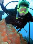 Cherie with a mound of mountainous star coral.