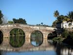 A charming brick bridge.