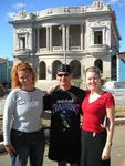 Cherie and Kristi with Jorge in disguise.  (I think he is dressed as a pirate on the way to the gym.)