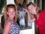 Cherie and Kristi make friends with the famous "beer guzzling buro."