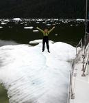 Cherie on her own ice-island.  *Photo by Dave.