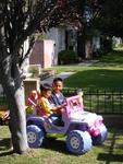 Tough guys in a Barbie car. *Photo by Jean.