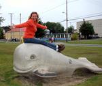 Cherie, almost as big as the whale in the playground.