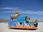 Art cars lace the playa with color.