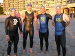Justin, Chris, Kevin and Mark ready to get in the water at 7:05 am.