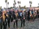 The silver caps (30-34 year old men) prepare to start the Half Iron-Man.