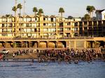 The view of the racers from the pier.