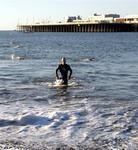 Kevin is one of the first swimmers out.