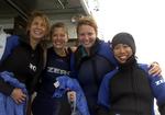 The ladies are pumped full of adrenaline after diving with the Great Whites.  *Photo by Dom.