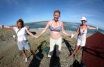 Hands across the playa--Cherie, Jean and Bernadette. *Photo by Dustin.