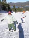 Kara and Jean head down the slopes.