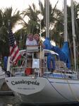 Rennie and Anne aboard Cassiopeia at Paradise Marina.
