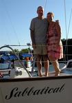 Michael and Sylvia aboard their appropriately named yacht Sabbatical.