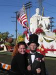 Cherie finds Lincoln in front of "Let Freedom Sing."