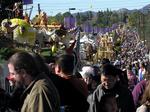 Everyone wants to see the colorful floats.