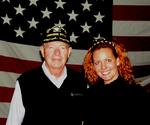 Cherie with USS Midway's Commanding Officer from 1985-1987--RADM Riley Mixson.  He let me call him Admiral Riley. *Photo by Greg.