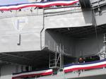 The USS Midway has a crew of 4500 and is conventionally powered with 212,000 horsepower.  That's a lot of people and a lot of horses. *Photo by Greg.