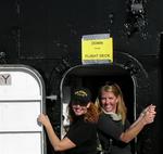 Cherie and Jean squish through the door, ready to join the party on the pier. *Photo by Greg.