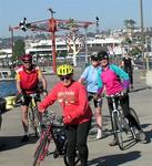 Bikers stop to admire the new public art exhibits.