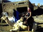 Cherie on a camel trek across the Saharah Desert.