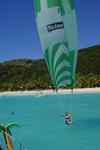 Cherie learns spinnaker sailing in White Bay in Jost Van Dyke.